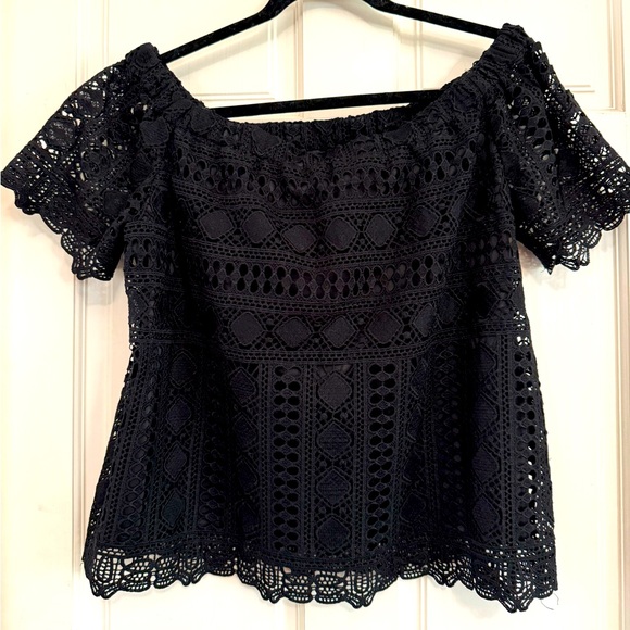 Anthropologie Tops - Elegant Black Lace Off-Shoulder Top from Anthro